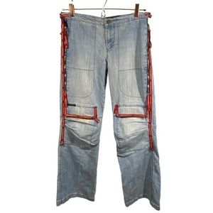 Le Jean De Marithe Francois Girbaud Vintage Jeans Red Spellout Pull Tabs 26